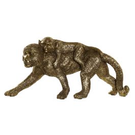 DKD Home Decor Figura Decorativa de Mono Colonial Dorada de Resina - Ancho 26 x Largo 6 x Alto 12 cm