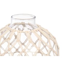Giftdecor Esfera de Vidrio con Cuerda Blanca, Transparente, 21x23x21 cm (4 Unidades)