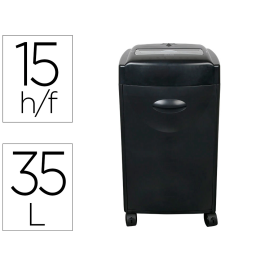 Q-connect Destructora KF15553: 15 Hojas, Corte Partículas 4x30mm, Nivel Seguridad P-4, Papelera 35L, Destruye Grapas, Clips, CDs y Tarjetas Precio: 282.49999954. SKU: B1BLC9B4ZR