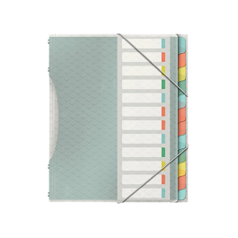 Esselte Carpeta Clasificadora Fuelle Polipropileno Transparente 12 Separadores Colores Cierre Gomas Elásticas DIN A4 325x265x45 mm