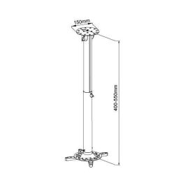 Vivolink Soporte a Techo para Proyector, Carga Máxima 15kg, Altura Ajustable 38-55cm, Función Inclinación, Color Blanco