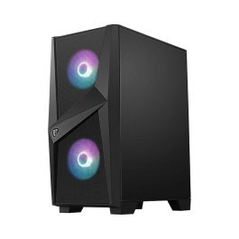 MSI MAG Forge 100M Midi Tower Negro Transparente con Iluminación Púrpura y Panel de Vidrio Templado para PC Gaming