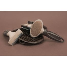 Gloria Carda Ovalada Grande Curvada y Cómoda para Perros de Pelo Largo y Duro - Cepillo Desenredante y Quita Muda con Mango Ergonómico
