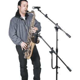 QUIKLOK Soporte Auxiliar de Micrófono con Abrazadera de Acero Negro Plegable