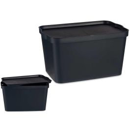 Caja Plastico Con Tapa 24L Antracita Kipit 29X24CM (6 Unidades) Precio: 48.50000045. SKU: B16BCN3VK2