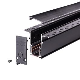 Carril Magnético Empotrado Negro de 20mm de Ancho, 1 Metro de Longitud