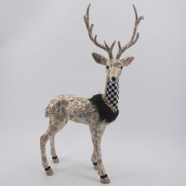 DKD Home Decor Figura Decorativa de Navidad Reno Moderna en Poliéster Dorado y Negro, Medidas 18x35x55 cm