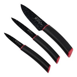 San Ignacio Juego de 3 Cuchillos Acero Inoxidable con Revestimiento de Mármol - Chef, Multiusos y Pelar