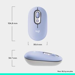 Logitech Ratón Inalámbrico Pop Mouse Lila - Alta Precisión, Personalizable, Multidispositivo