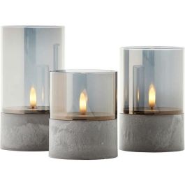 Lote 3 lámparas de mesa LED BRILLIANT CANDLE - 2500K - Plástico y vidrio - Vidrio gris y ahumado Lote 3 lámparas de mesa LED BRILLIANT CANDLE - 2500K - Plástico y vidrio - Vidrio gris y ahumado