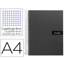 Cuaderno Espiral Liderpapel A4 Crafty Tapa Forrada 80H 90 gr Cuadro 4 mm Con Margen Color Negro