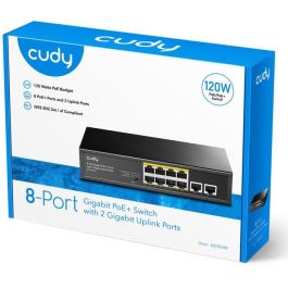 Cudy GS1010P RM PoE+ Switch Gestionable Gigabit de 8 Puertos con PoE+, Montaje en Rack