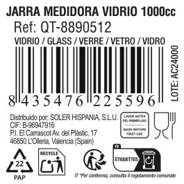 Quttin Jarra Medidora de Vidrio 1000 cc (6 Unidades)