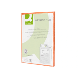 Q-connect Subcarpeta Cartulina A4 Naranja con Ventana Transparente 120 g/m²