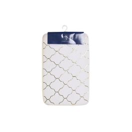 DKD Home Decor Alfombra Geometrical Glam de Poliester Blanco Dorado 60 x 40 cm (Pack 6 Unidades)