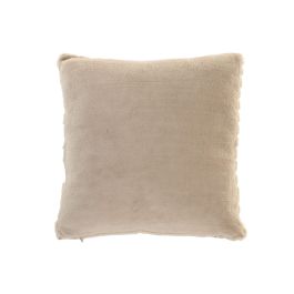 DKD Home Decor Cojín Decorativo Urban Beige de Poliéster 45x45 cm con Efecto Pelo de Conejo y Cremallera (Set de 2)