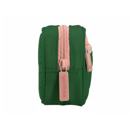 Liderpapel Estuche Portatodo Duo 2 Cremalleras con Bolsillo Frontal, Verde Militar, 220x90x50 mm