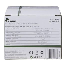 Dynatron Argus T-200 Enfriador de Procesador CPU - Compatible Intel LGA 1150/1151/1155/1156/1200/1366 - Ventilador 80mm PWM, Flujo de Aire 30.58 m³/h, TDP 85W - Negro y Naranja