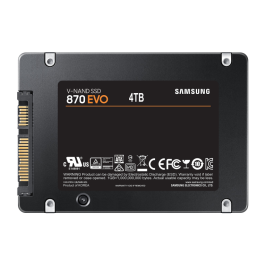 Samsung 870 EVO SSD Interno 4 TB 2.5" SATA III V-NAND. Alta velocidad de lectura 560 MB/s y escritura 530 MB/s para PC/Portátil. Samsung 870 EVO SSD Interno 4 TB 2.5" SATA III V-NAND. Alta velocidad de lectura 560 MB/s y escritura 530 MB/s para PC/Portátil. Precio: 350.68999966. SKU: S0235093