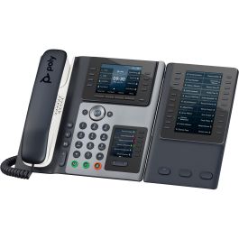 HP Poly Edge E400 Teléfono IP con 8 líneas, PoE y pantalla IPS de 3.5" Negro - Auricular con cable