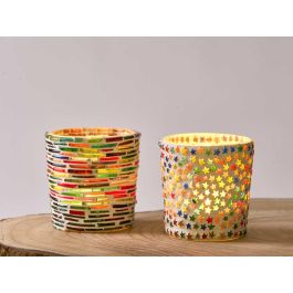 Portavelas Redondo Pequeño con Rayas y Estrellas, Multicolor - Giftdecor, 7x7x7 cm (36 Unidades) Portavelas Redondo Pequeño con Rayas y Estrellas, Multicolor - Giftdecor, 7x7x7 cm (36 Unidades)