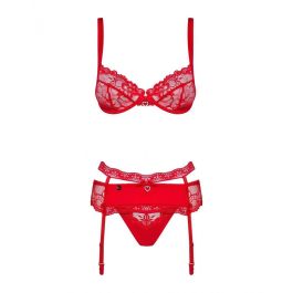 Conjunto de Lencería con Encaje Obsessive Heartina Rojo L/XL
