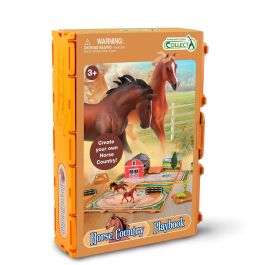 Collecta A1217 Libro-Juego Vida Ecuestre Caballos Set Interactivo con Escenario Detallado y Accesorios