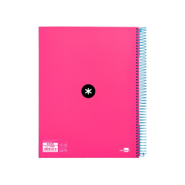 Antartik Cuaderno Espiral A4 Micro Tapa Forrada 120 Hojas 90gr Cuadro 5mm 4 Taladros Color Rosa