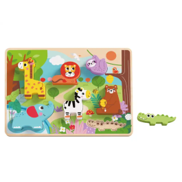 Imaginovo Puzle Infantil Madera 3D Animales +12 Meses 8 Piezas 29,5x22x1,7cm