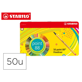 Stabilo Rotulador Punta de Fibra Point 88 Estuche Metal 50 Colores Surtidos Trazo 0,4 mm Precio: 48.68999949. SKU: B1K48AR8Z9