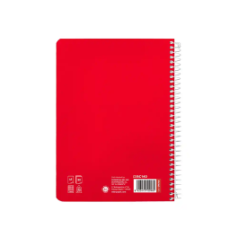 Liderpapel Cuaderno espiral Pautaguía A5, Tapa Dura, 80 Hojas, Papel 90gr, Cuadro Pautado 5mm, Rojo