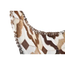 DKD Home Decor Sillón Colonial Marrón Blanco Piel Hierro 70x70x90 cm