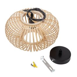Lámpara Colgante Deo SKD-P80112 Ratán Natural, Estilo Boho-chic, Casquillo E27. Ideal para Bombillas LED CCT/RGB