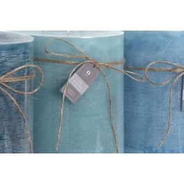 DKD Home Decor Vela Decorativa Básicos Cera Turquesa Verde Azul 3000g 155h Pack 3 Unidades 14.5x20x14.5 cm
