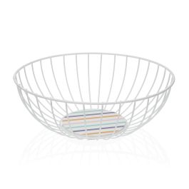 Cesta Metálica Blanca Jasper Versa 28x10 cm - Madera MDF y Metal (2 Unidades)