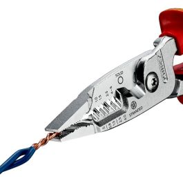 Knipex 13 76 200 ME - Alicates Electricista Multifunción Pelacables/Corte, 0.5-6mm, Acero Inoxidable, Rojo/Amarillo