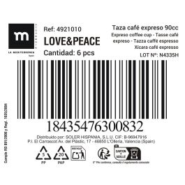 Taza de Café Expreso Love&Peace 90 cc - Inde (36 Unidades) Taza de Café Expreso Love&Peace 90 cc - Inde (36 Unidades)