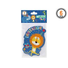 Set de 6 invitaciones de papel con diseño de animales felices Precio: 0.58999963. SKU: S1131032