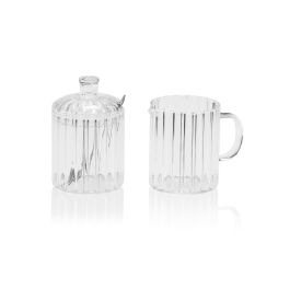 Andrea House Set azucarero y lechera de vidrio, 200 ml, lechera Ø7x11.5 cm, azucarero Ø7x10.5 cm con cuchara de acero inoxidable Precio: 20.78999978. SKU: B15SPM34LS