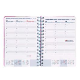 Agenda Espiral Liderpapel Classic A5 2025 Semana Vista Color Rosa Papel 70 gr