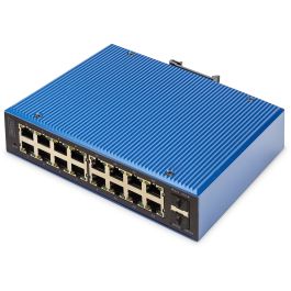 Digitus Switch PoE Industrial Gestionado L2 Gigabit Ethernet 16+2 Puertos (16xGE, 2xSFP) IP40