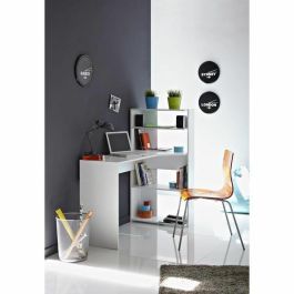 Parisot JUNIO Escritorio Esquinero Aglomerado Blanco Contemporáneo con Bandeja y 2 Estantes L 122 x P 64 x H 121 cm