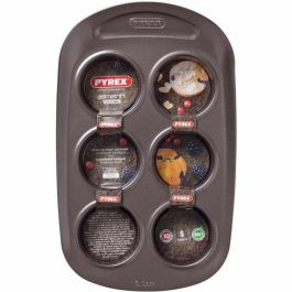 Pyrex 1452001 Molde para muffins Redondo, Acero al carbono, Antiadherente, 6 cavidades