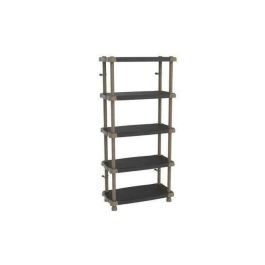Plastiken TITANIO Estante de Almacenamiento Ancho 5 Bandejas Bicolores, Carga 30kg/bandeja, 184x88x44cm, Negro y Topo