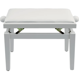QUIKLOK Banqueta Piano Deluxe PB100 Madera Blanca Mate Imitación Cuero Ajustable
