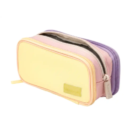 Liderpapel Estuche Portatodo Funky 3 Cremalleras con Aperturas Laterales Amarillo Rosa Lila 220x100x65 mm