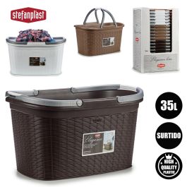 Stefanplast Cesto Ropa con Asas Elegance Surtido Colores 57x29x36 cm, Capacidad 35L (Set de 15)