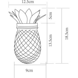 Galix Piña Solar Decorativa de Jardín Metal y Vidrio con 5 LED Filamento Blanco Cálido, 8h Autonomía, 18.5cm Alto