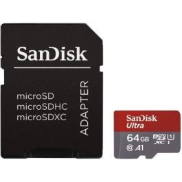 Tarjeta de Memoria SanDisk Ultra Android 64GB microSD XC UHS-I con Adaptador/ Clase 10/ 100MBs