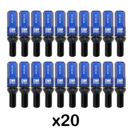 Omp OMPS09971207 Juego 20 Tornillos Rueda Aluminio M12x1.25 Llave 17-19 Largo 28mm Protector Azul